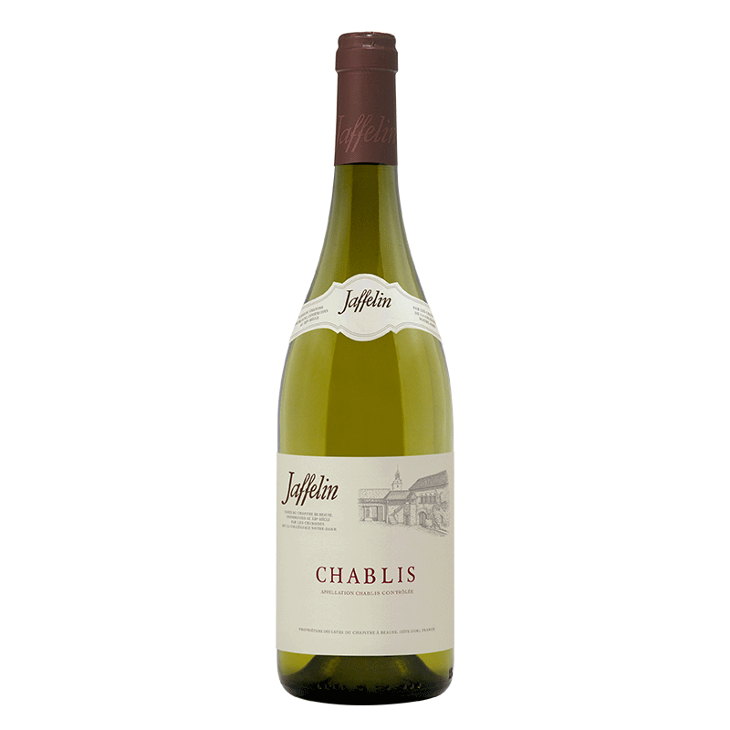 Bottle of Jaffelin Chablis white wine from Burgundy, France